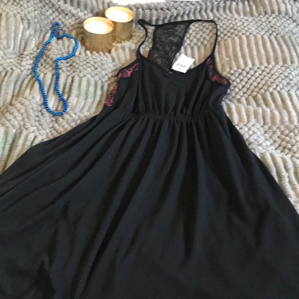 Black dress with pink accents on the side